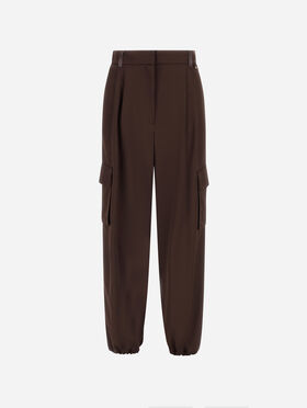 VISCOSE AND WOOL SATIN CARGO TROUSERS