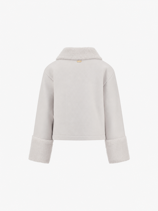 JACKE AUS ECOWOOL MIT PELZHAPTIK IN NUTRIAFELL-OPTIK