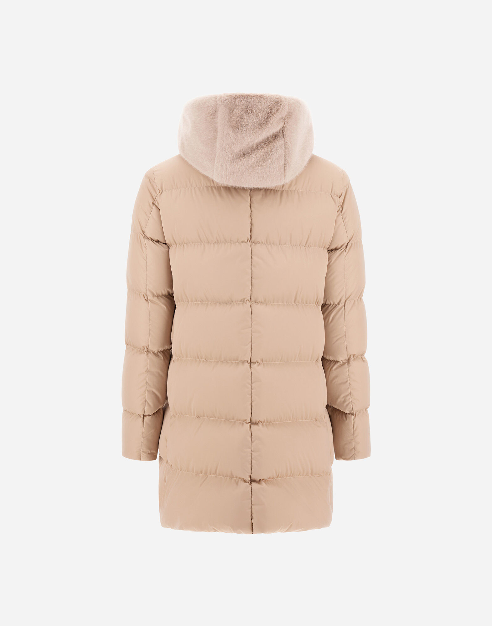 A-SHAPE JACKET IN SATIN AND LADY ALTERNATIVE FUR