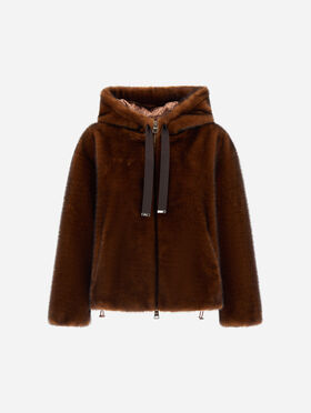 BOMBER JACKET IN MELANGE ALTERNATIVE MINK FUR