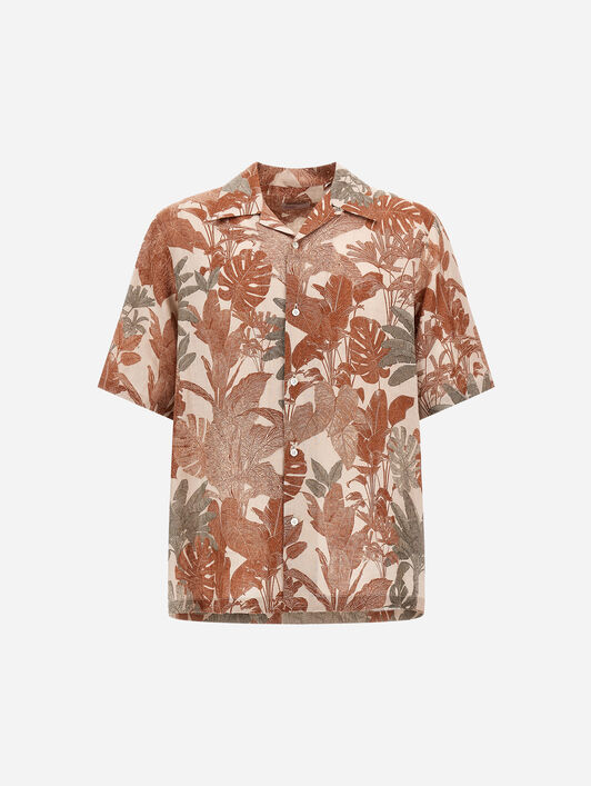 RESORT SHIRT IN LINEN WITH TROPICAL PRINT
