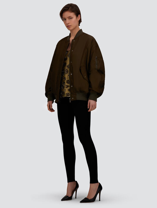 NYLON GABARDINE BOMBER JACKET