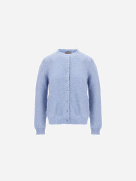 CARDIGAN RESORT IN MAGLIA RASATA DI ALPACA E LUREX