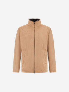 BOMBERJACKE RESORT AUS MIKROFASER MIT VELOURSLEDEREFFEKT UND LIGHT FAUX FUR