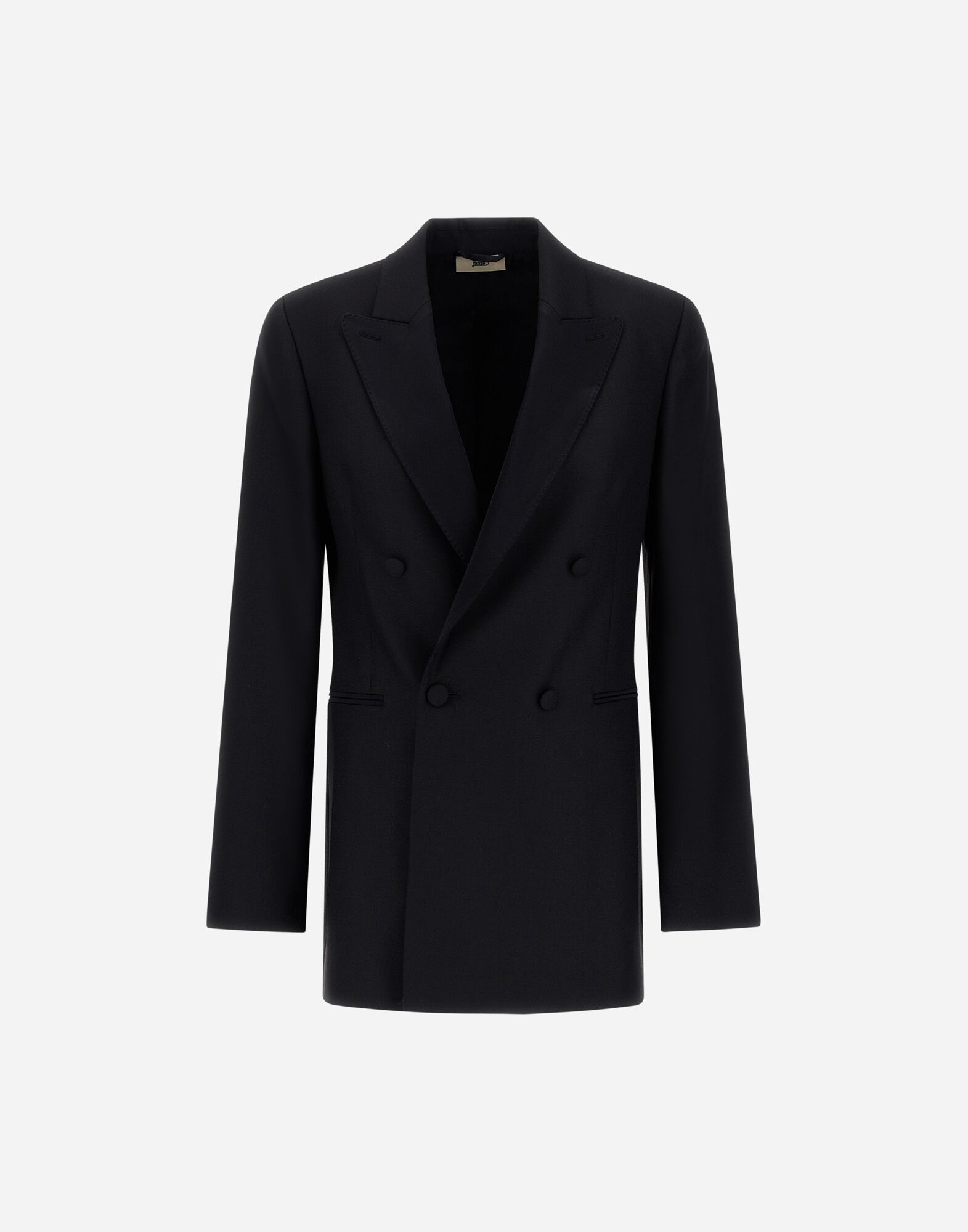 STRETCH WOOL GABARDINE AND SATIN BLAZER
