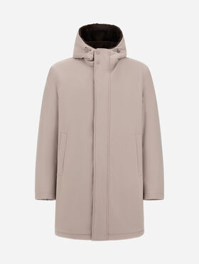 PARKA AUS MATTEM TWILL UND LIGHT FAUX FUR