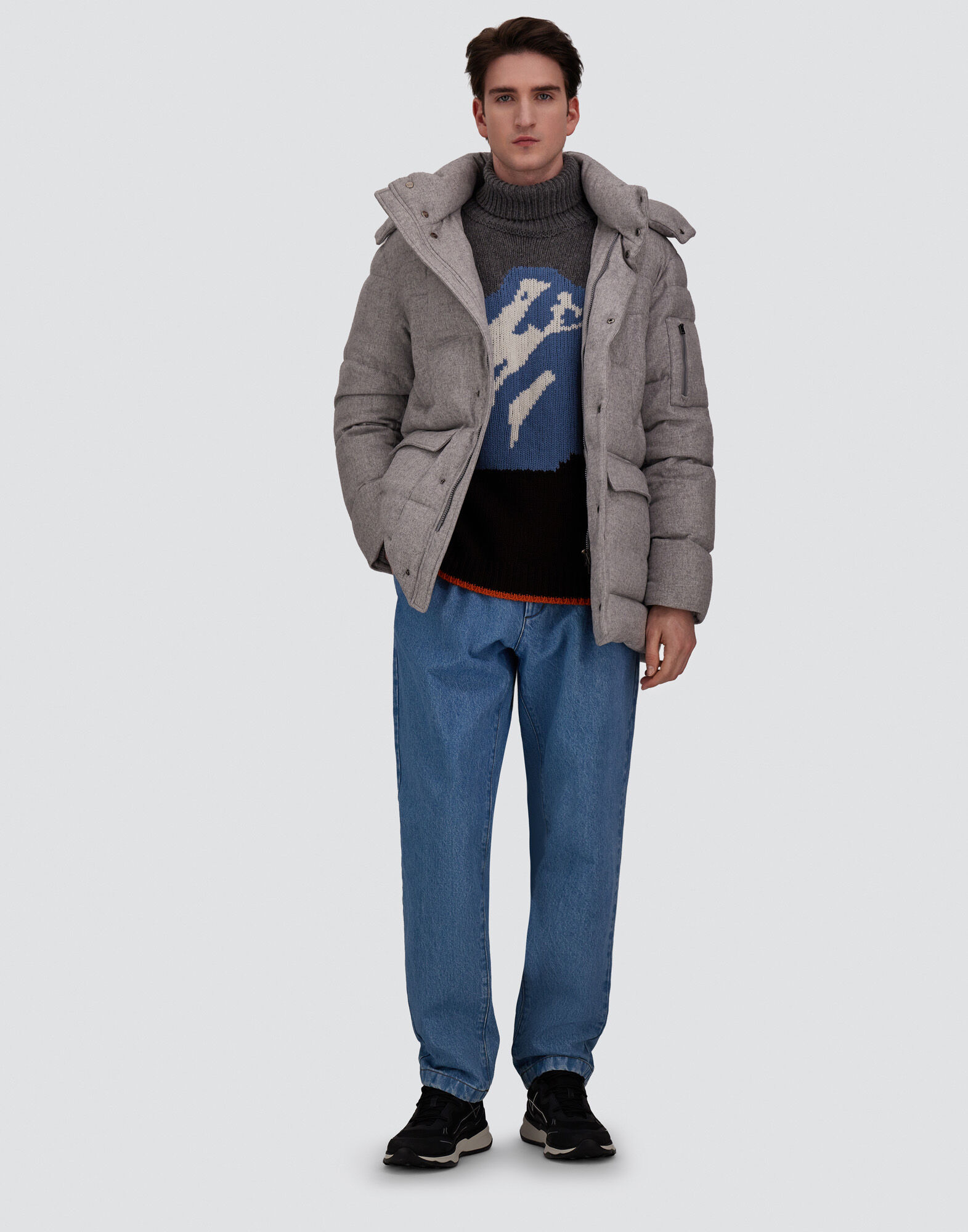 SHORT PARKA IN CASHMERE AND SILK
