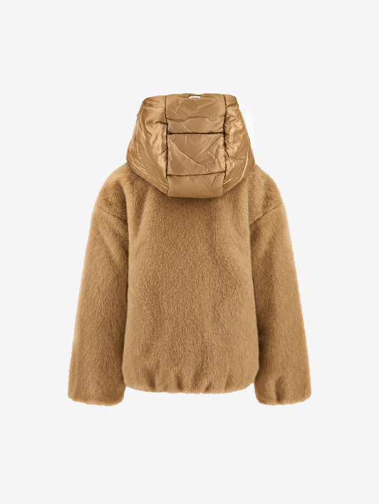 JACKET IN BEAVER-EFFECT FUR-TOUCH AND NYLON ULTRALIGHT