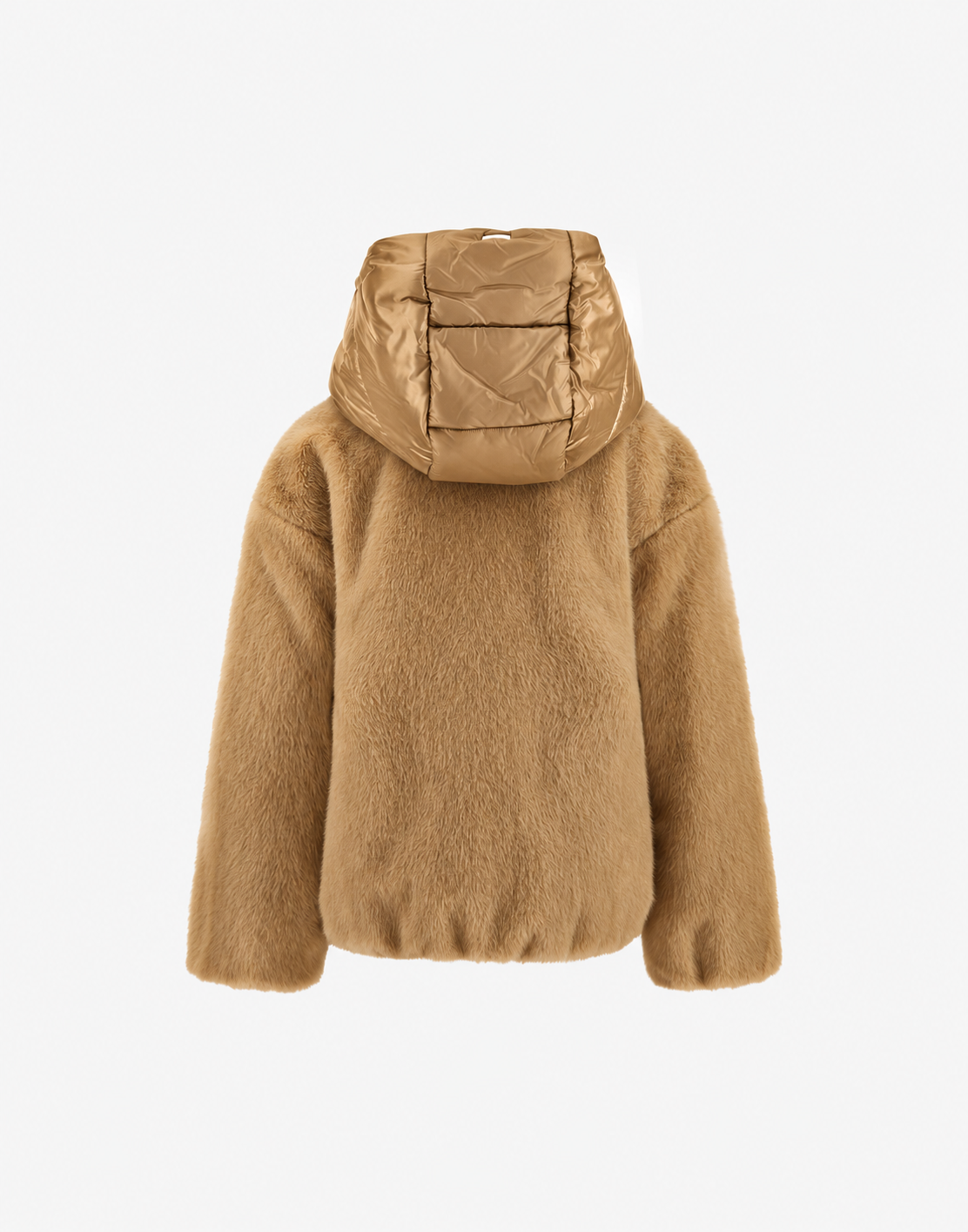 JACKET IN BEAVER-EFFECT FUR-TOUCH AND NYLON ULTRALIGHT