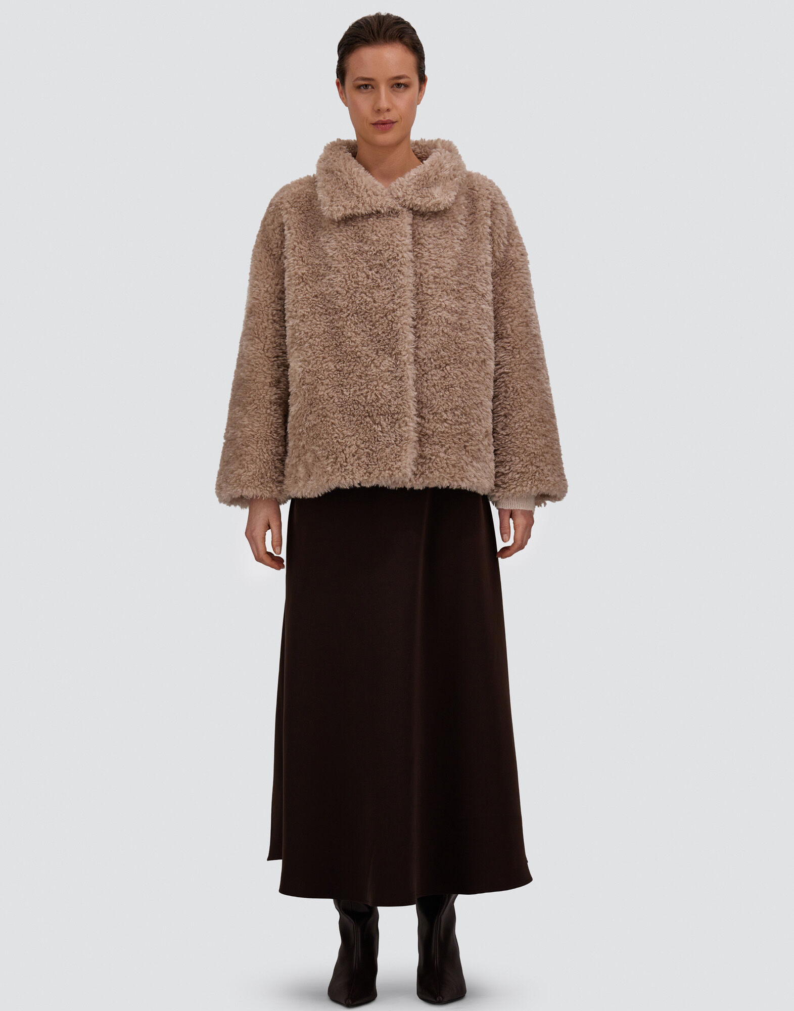 CURLY-EFFECT FUR-TOUCH SHORT JACKET