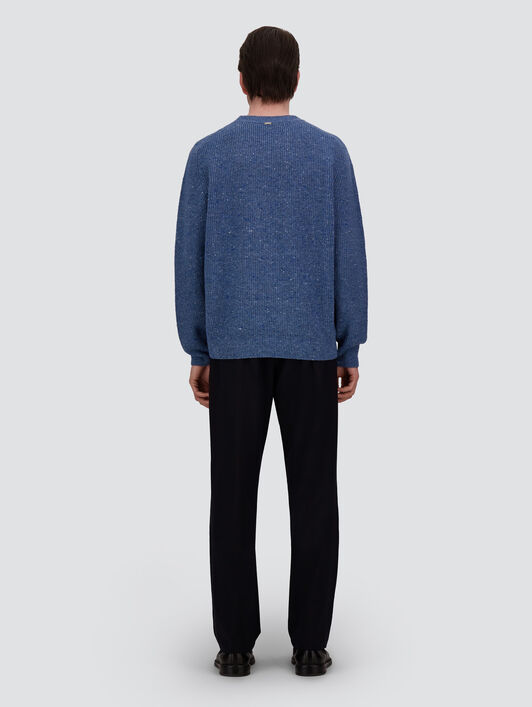 CASHMERE AND WOOL FISHERMAN'S RIB SWEATER