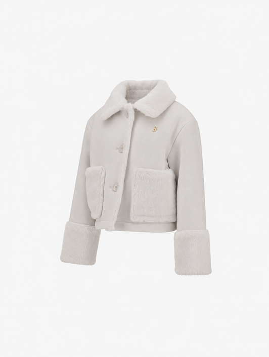 JACKE AUS ECOWOOL MIT PELZHAPTIK IN NUTRIAFELL-OPTIK