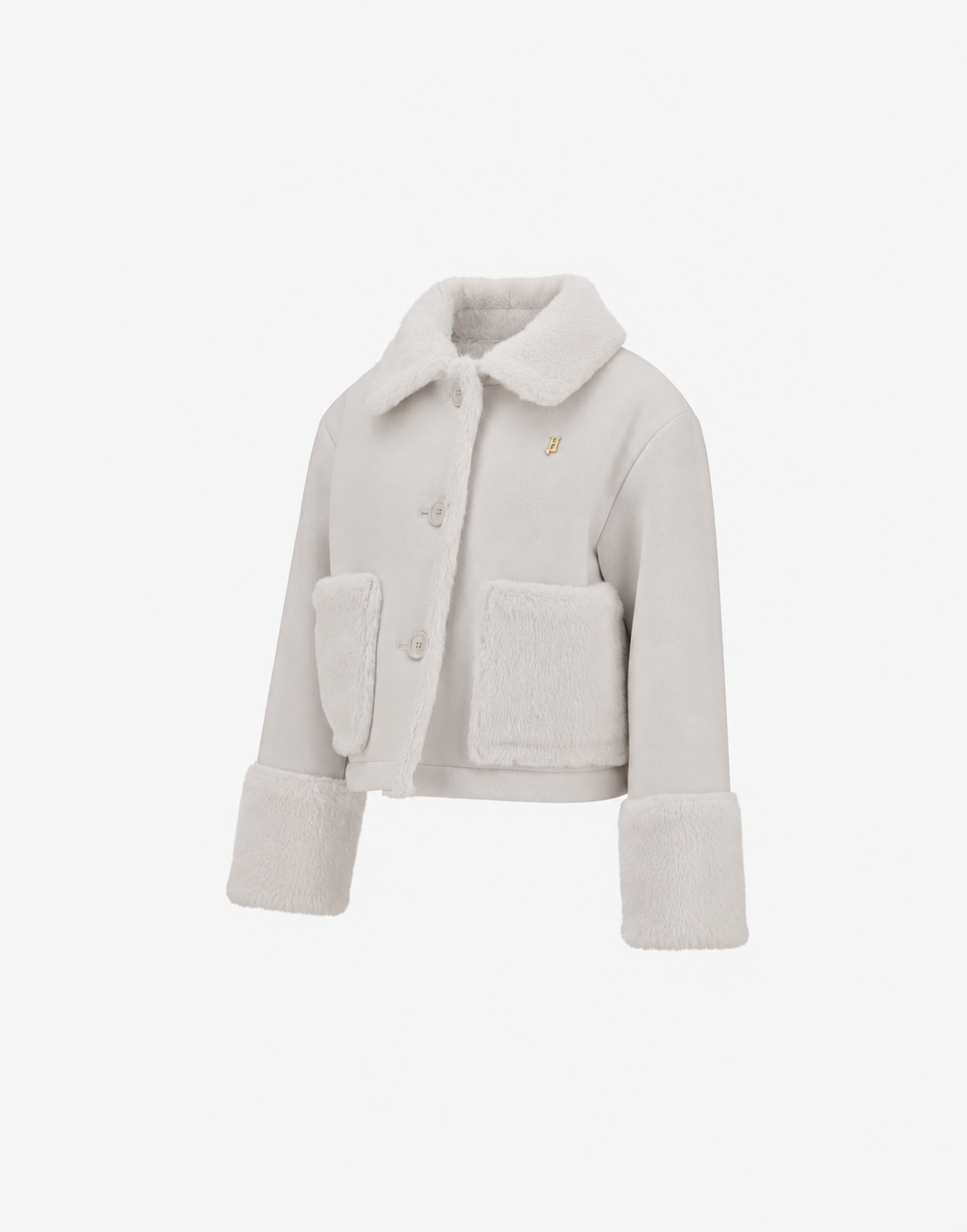 JACKE AUS ECOWOOL MIT PELZHAPTIK IN NUTRIAFELL-OPTIK