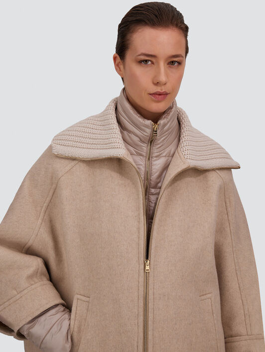 CAPE IN DOUBLE-LAYERED CASHMERE, WOOL AND SILK AND NYLON ULTRALIGHT