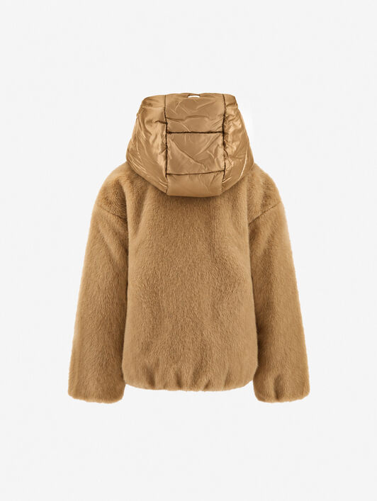 JACKET IN BEAVER-EFFECT FUR-TOUCH AND NYLON ULTRALIGHT