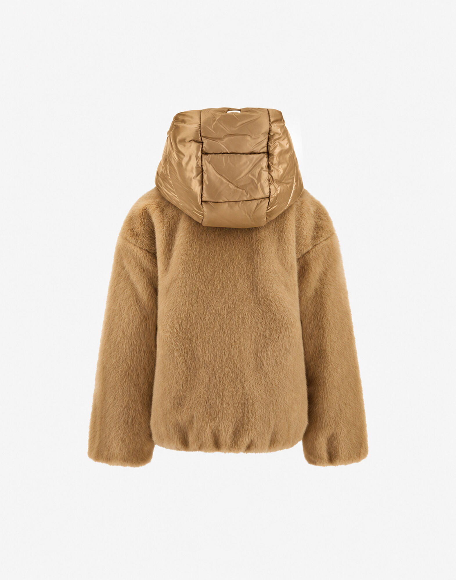 JACKET IN BEAVER-EFFECT FUR-TOUCH AND NYLON ULTRALIGHT