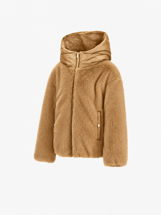 JACKET IN BEAVER-EFFECT FUR-TOUCH AND NYLON ULTRALIGHT