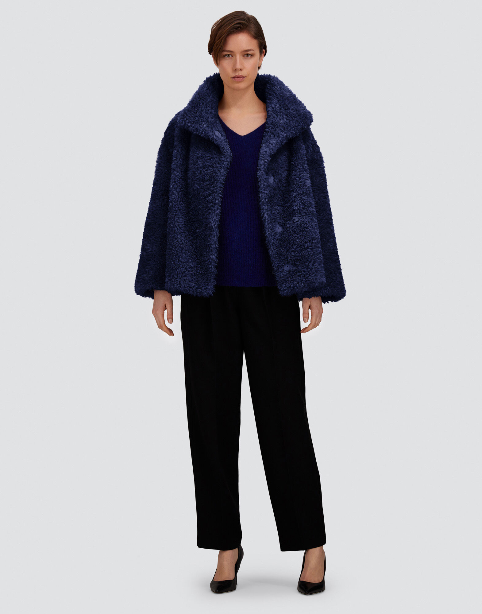 CURLY-EFFECT FUR-TOUCH SHORT JACKET