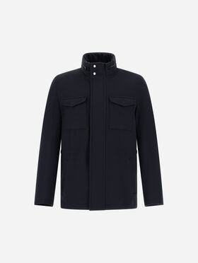 FELDJACKE AUS KASCHMIR, WOLLE UND SUEDE EFFECT
