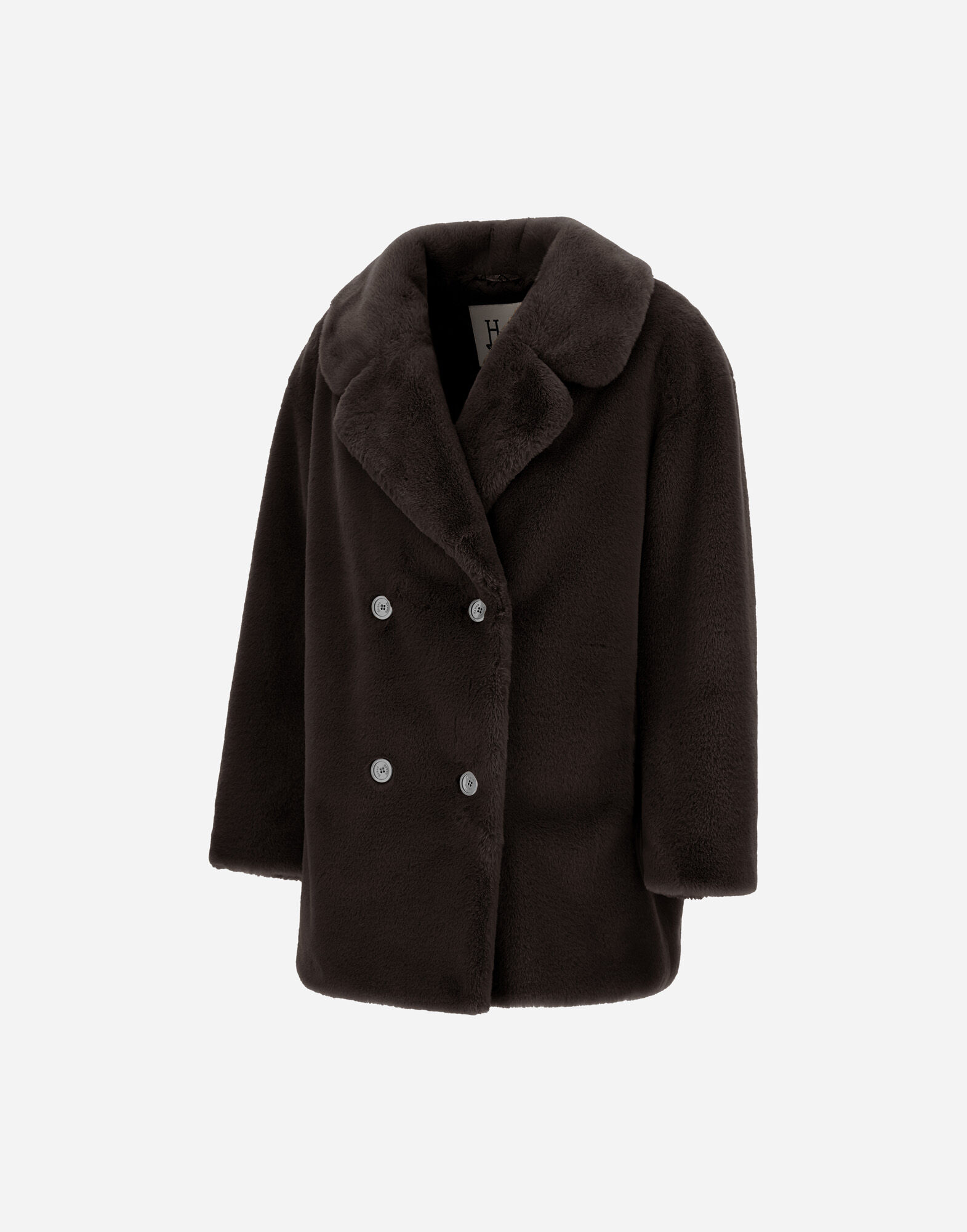 PEACOAT IN BEAVER-EFFECT FUR-TOUCH FABRIC