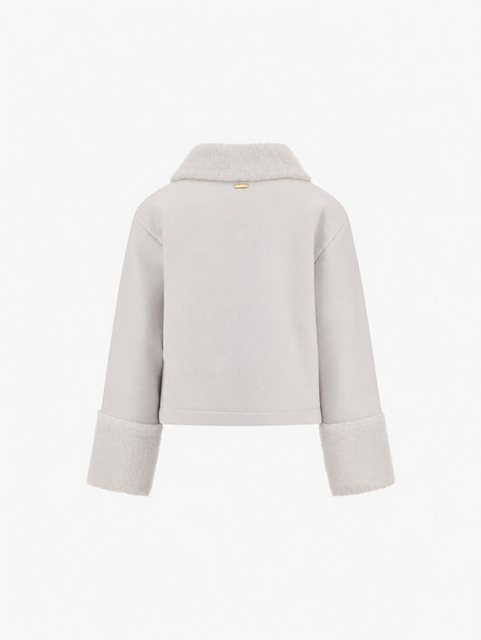 JACKE AUS ECOWOOL MIT PELZHAPTIK IN NUTRIAFELL-OPTIK