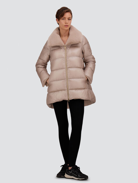 A-SHAPE JACKET IN NYLON ULTRALIGHT AND LADY ALTERNATIVE FUR