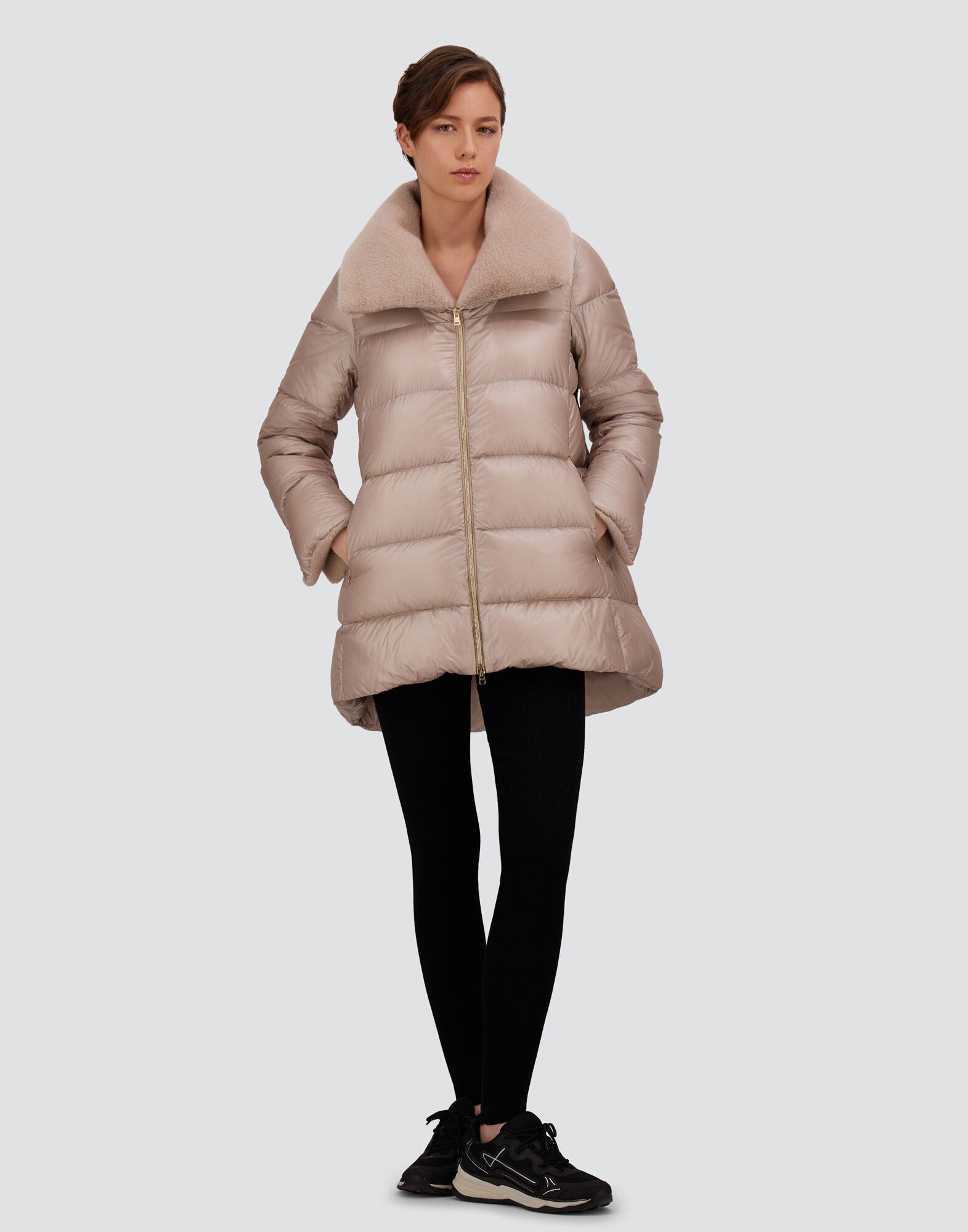 A-SHAPE JACKET IN NYLON ULTRALIGHT AND LADY ALTERNATIVE FUR