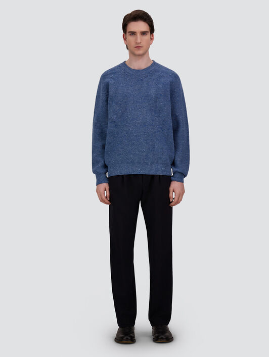 CASHMERE AND WOOL FISHERMAN'S RIB SWEATER