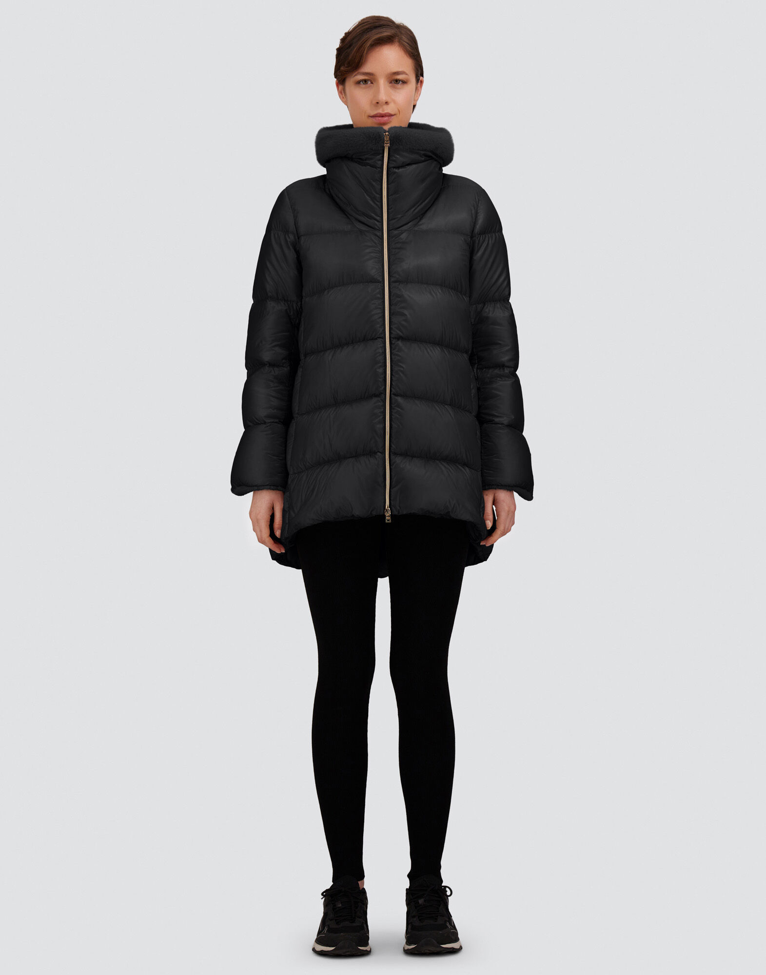 A-SHAPE JACKET IN NYLON ULTRALIGHT AND LADY ALTERNATIVE FUR