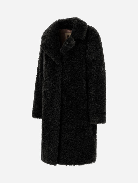 COAT IN CURLY ALTERNATIVE FUR