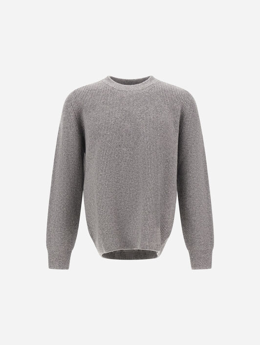 CASHMERE AND WOOL FISHERMAN'S RIB SWEATER