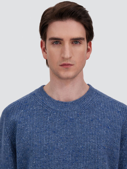 CASHMERE AND WOOL FISHERMAN'S RIB SWEATER