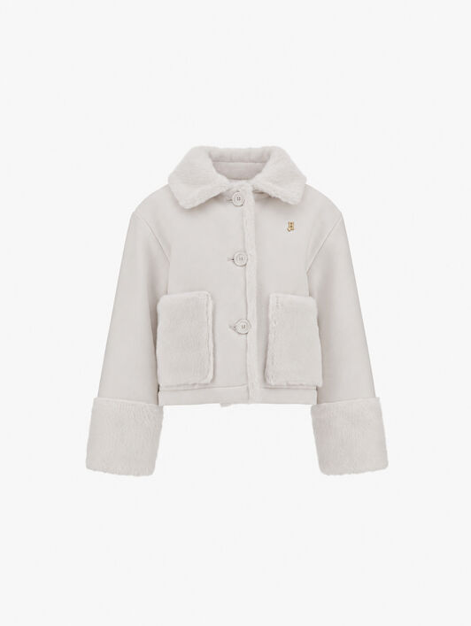JACKE AUS ECOWOOL MIT PELZHAPTIK IN NUTRIAFELL-OPTIK