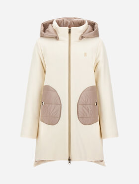 HOODED COAT IN ECOWOOL AND NYLON ULTRALIGHT