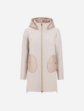HOODED COAT IN ECOWOOL AND NYLON ULTRALIGHT