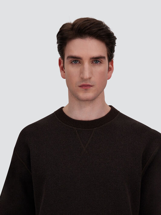 COTTON AND WOOL CREW-NECK SWEATSHIRT