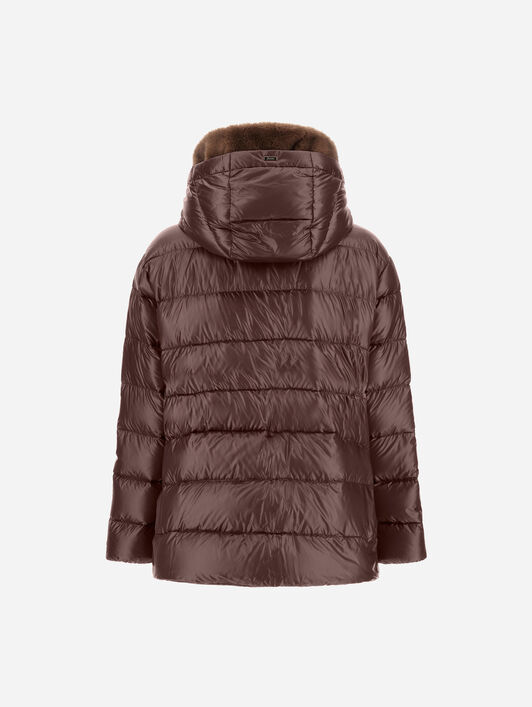 GIACCA IN NYLON ULTRALIGHT E MELANGE EFFETTO VISONE