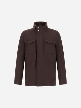FELDJACKE AUS KASCHMIR, WOLLE UND SUEDE EFFECT