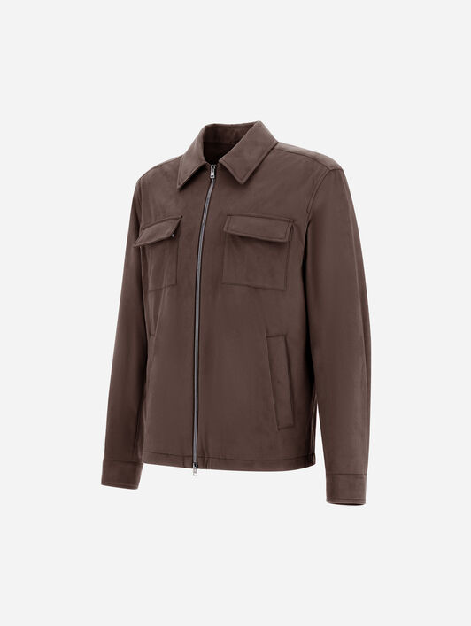 OVERSHIRT RESORT AUS MIKROFASER MIT VELOURSLEDEREFFEKT