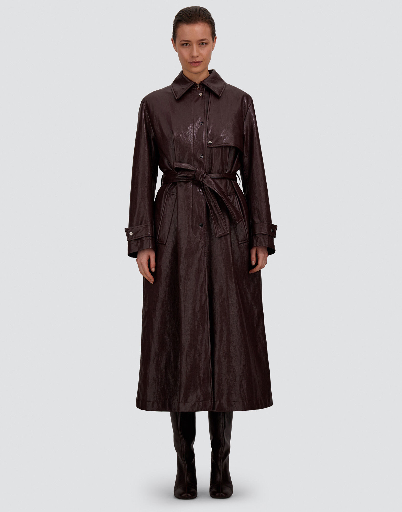 LEATHER-EFFECT TRENCH COAT