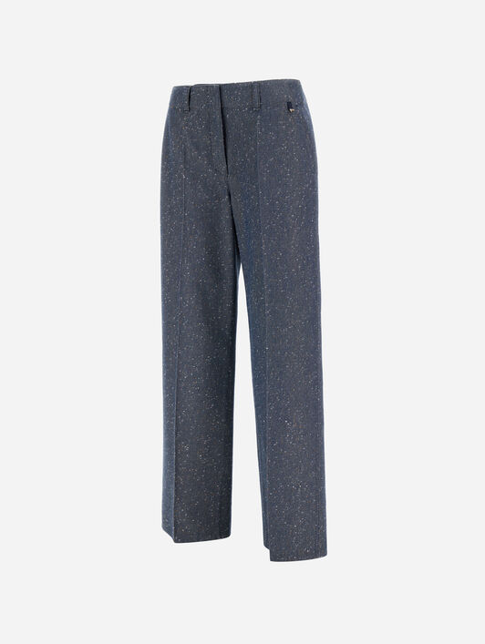 DENIM-EFFECT WOOL TROUSERS