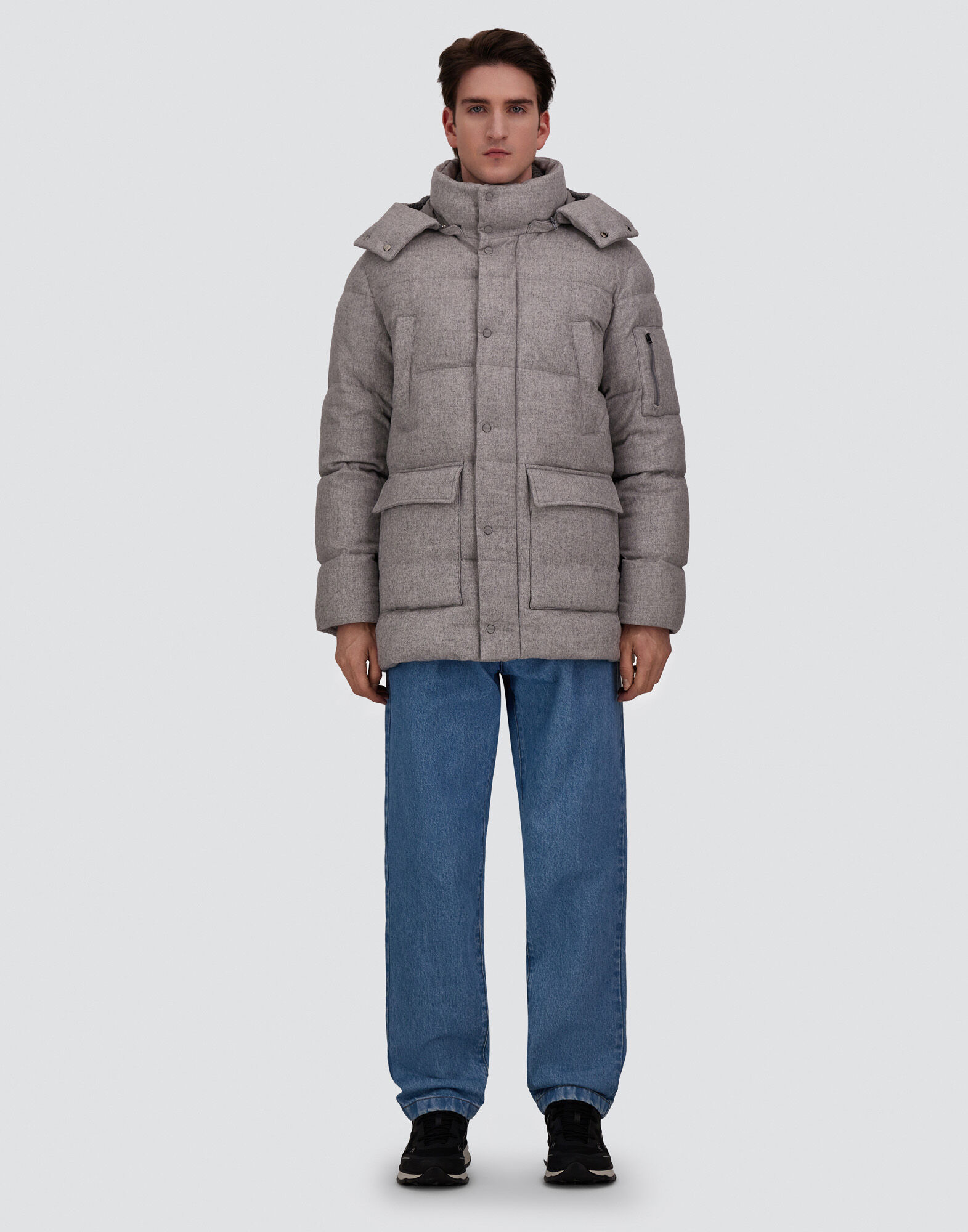 SHORT PARKA IN CASHMERE AND SILK