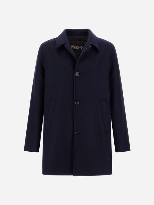 COAT IN DIAGONAL WOOL FABRIC