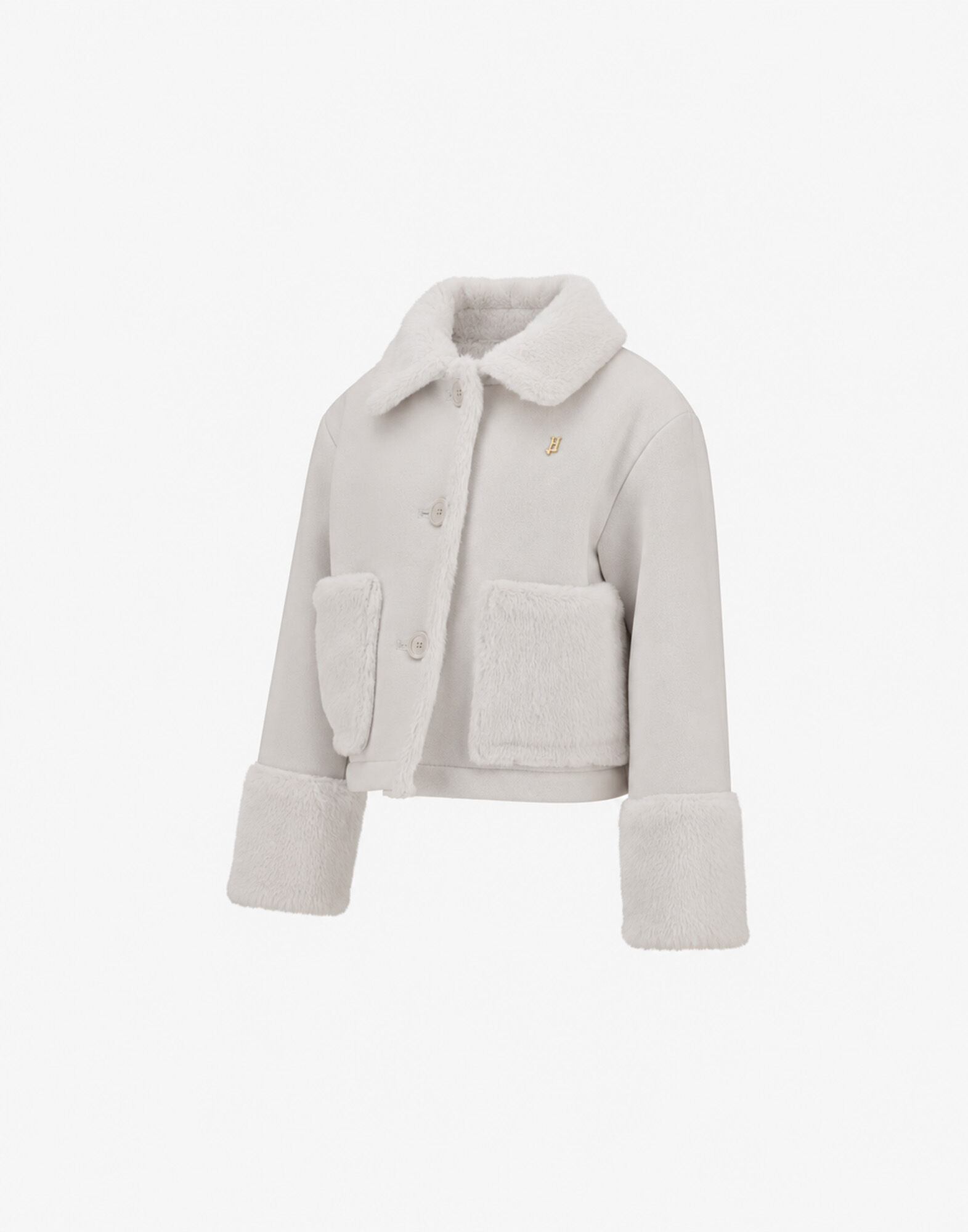 JACKE AUS ECOWOOL MIT PELZHAPTIK IN NUTRIAFELL-OPTIK