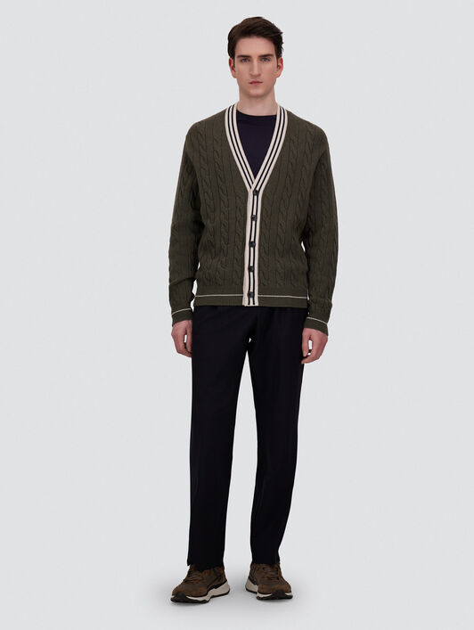 CABLE-KNIT WOOL AND CASHMERE CARDIGAN