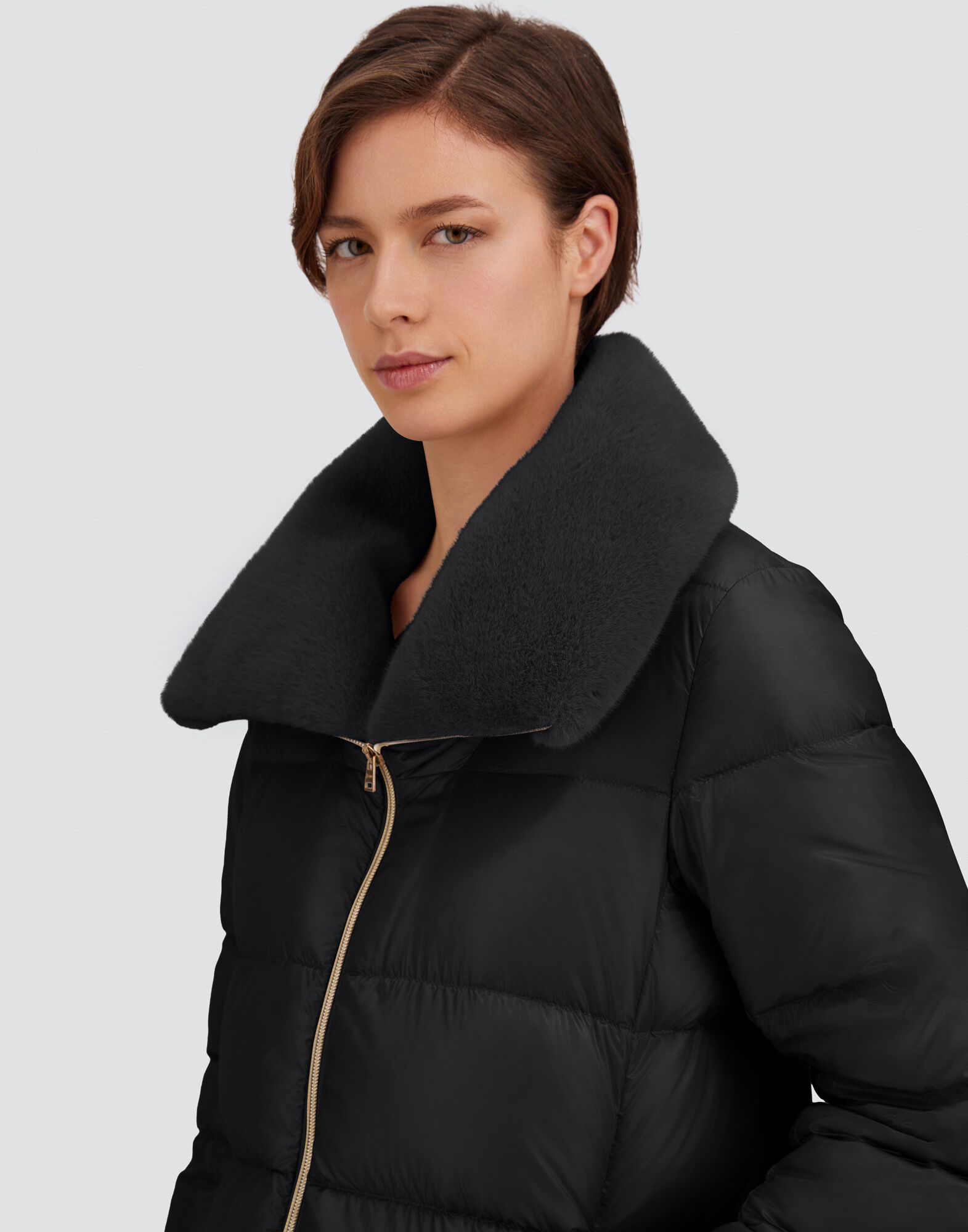 A-SHAPE JACKET IN NYLON ULTRALIGHT AND LADY ALTERNATIVE FUR
