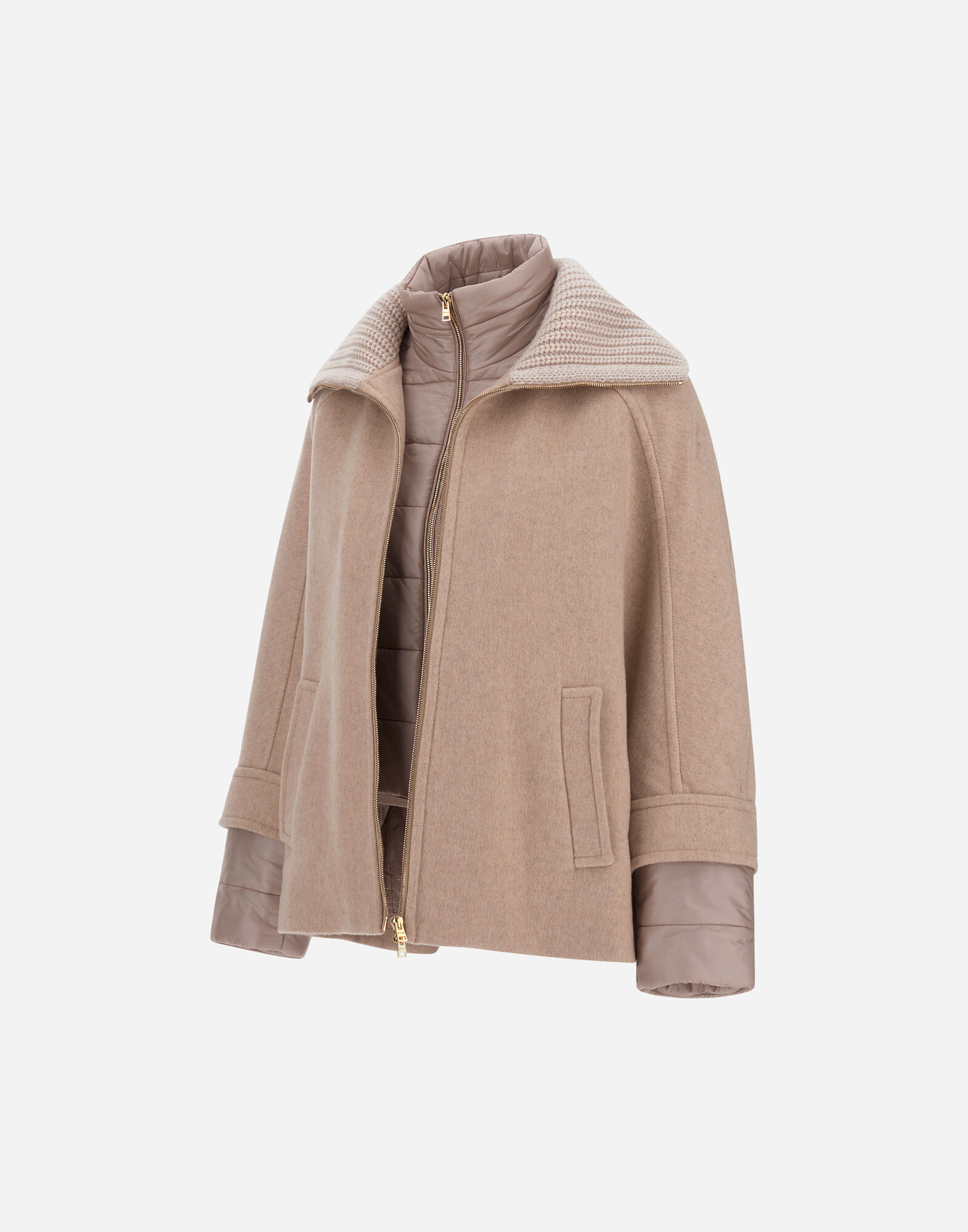 CAPE IN DOUBLE-LAYERED CASHMERE, WOOL AND SILK AND NYLON ULTRALIGHT