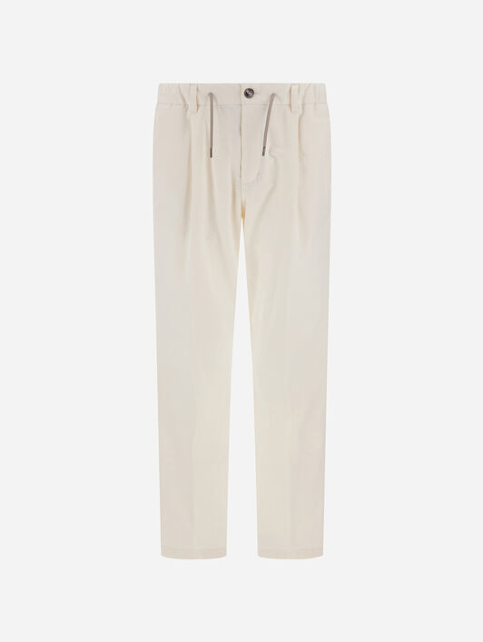COTTON AND CASHMERE CANVAS TROUSERS
