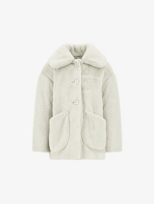 BEAVER-EFFECT FUR-TOUCH COAT