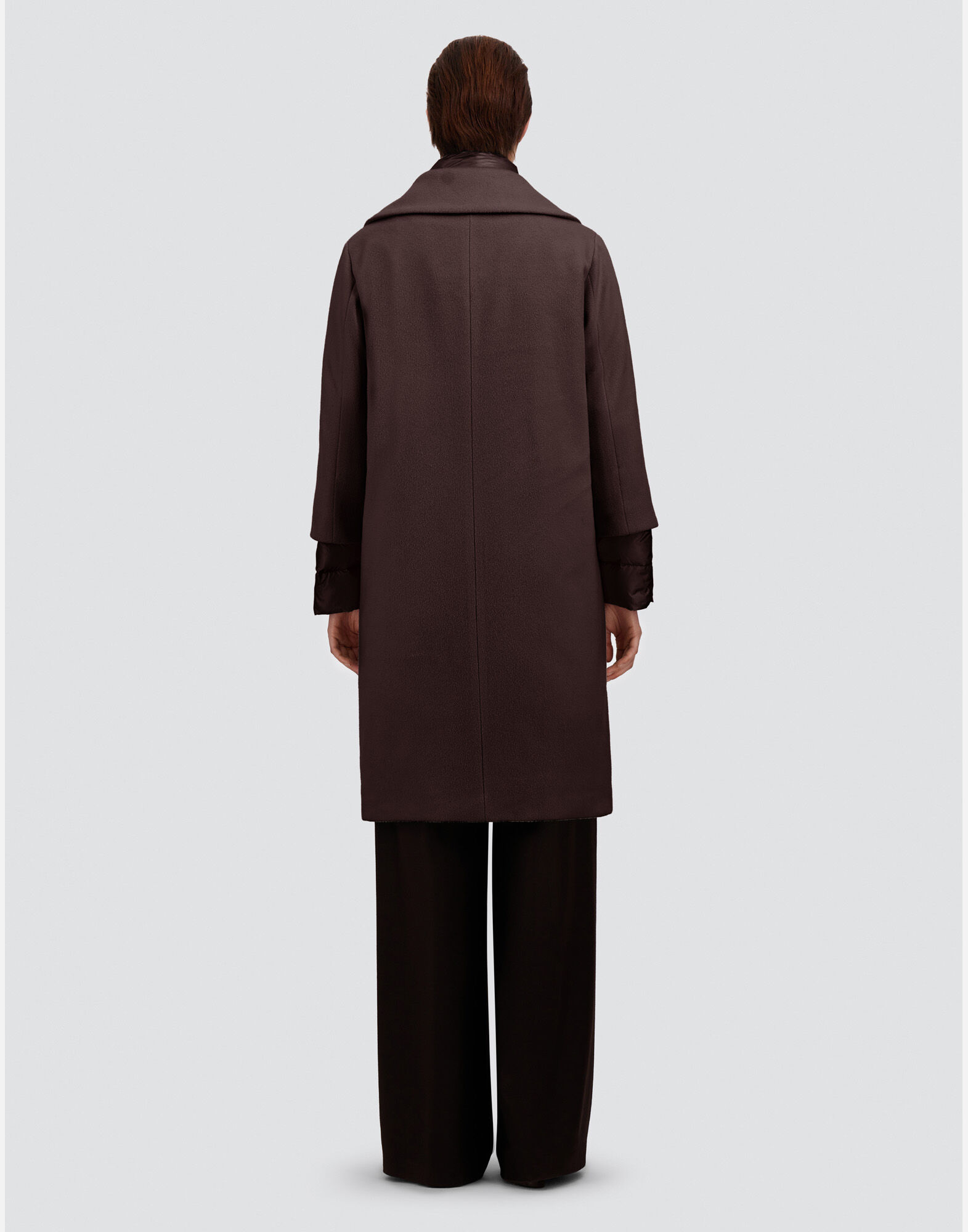 COAT IN SABLE-EFFECT WOOL AND NYLON ULTRALIGHT